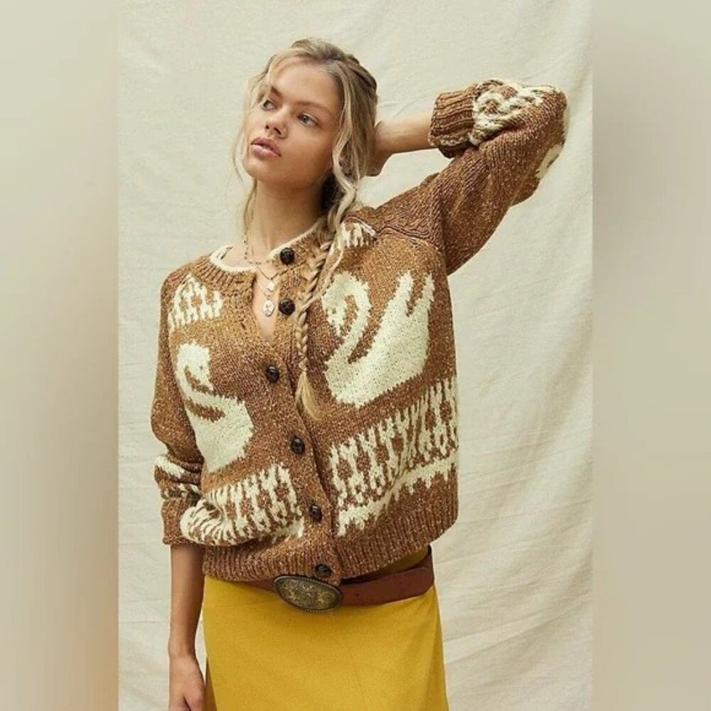 Kimchi Blue Brown Swan Cardigan - Picture 10 of 10